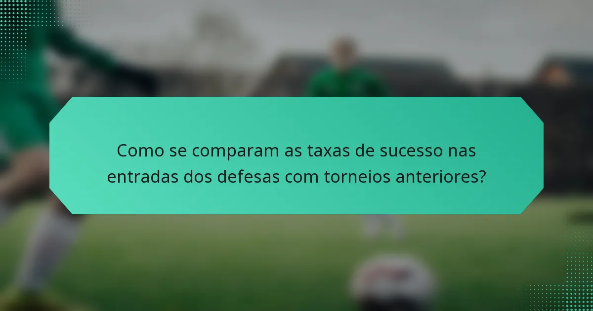 Como se comparam as taxas de sucesso nas entradas dos defesas com torneios anteriores?
